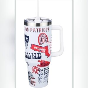 New England Patriots Themed White Travel Mug